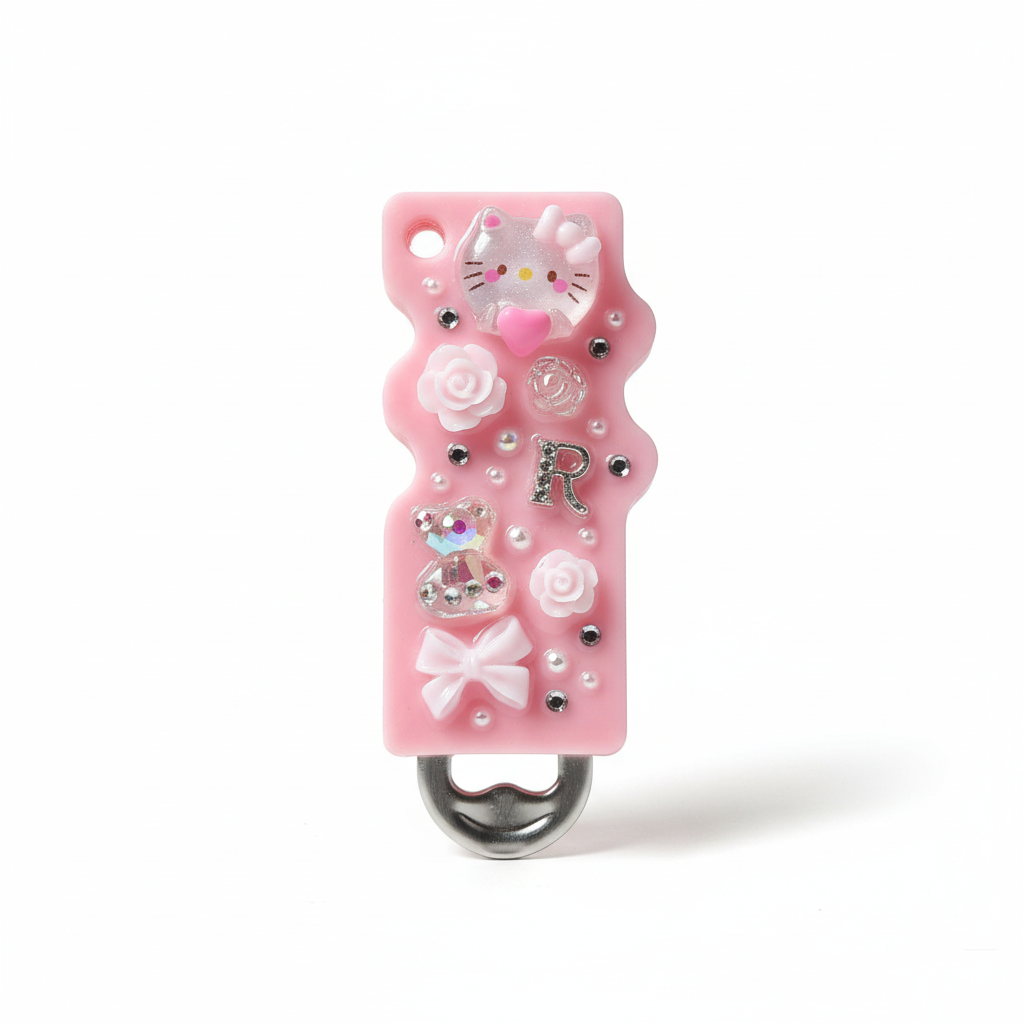 Różowy otwieracz do puszek Nail Saver z cyrkoniami